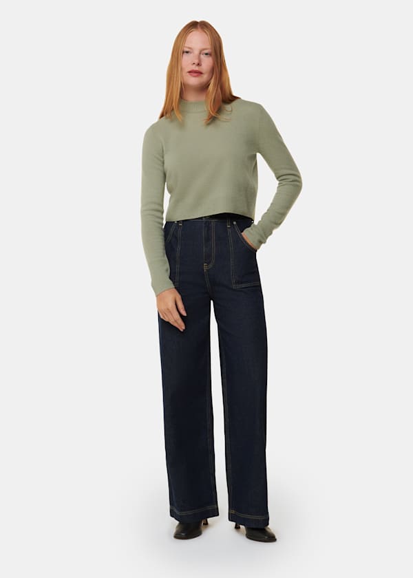 Sage Green Wool Cropped Sweater